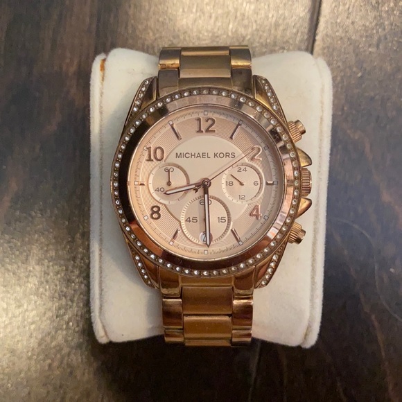 Gold Michael Kors watch with diamond face main image 5